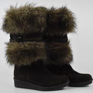 B Makowsky Dark Brown Cobb Suede Leather Boots